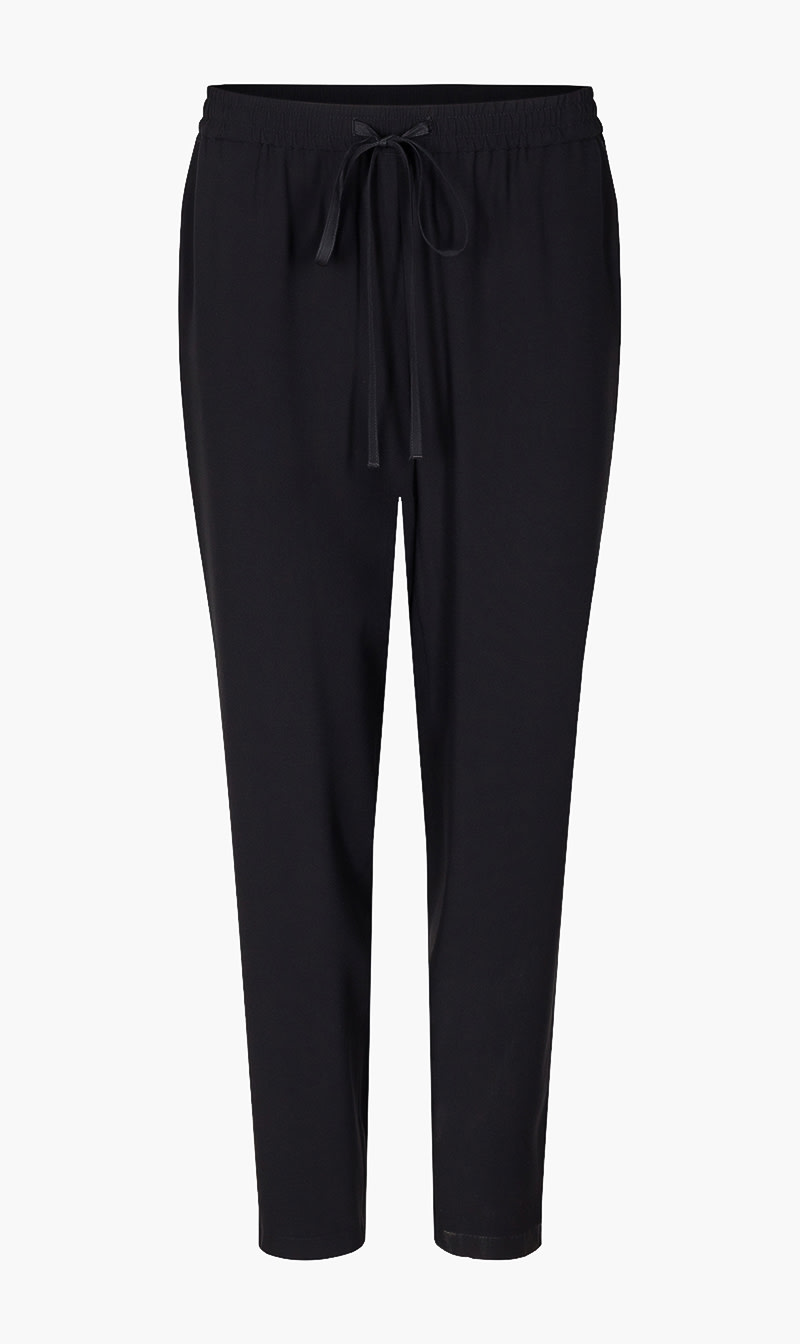 

Satin Elastic Waist Pants, Black