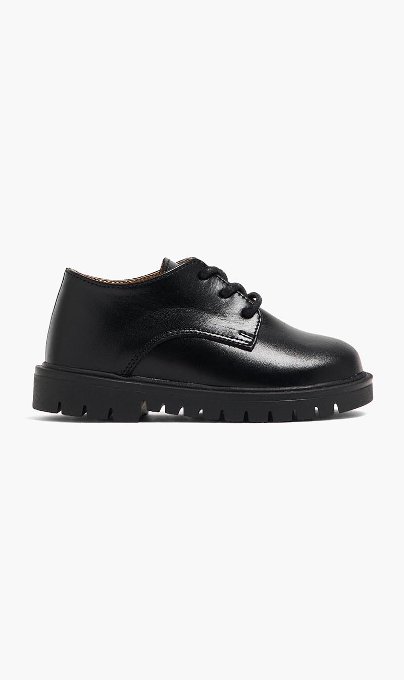 Babywalker Black Leather Lace Up Shoes for Boys
