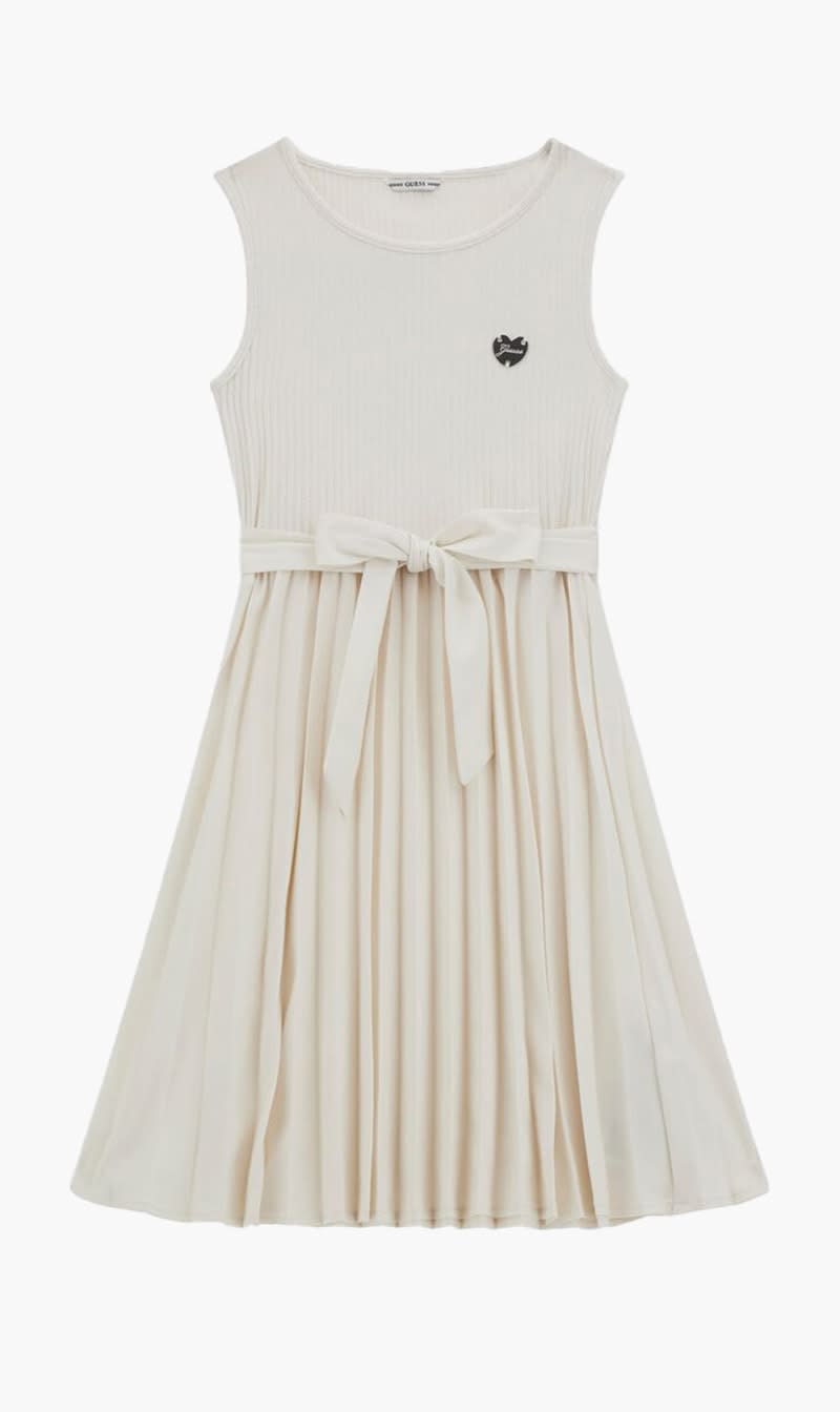 

Guess White Sl Mixed Fabric Dress_mini Me for Girls | The Deal Outlet