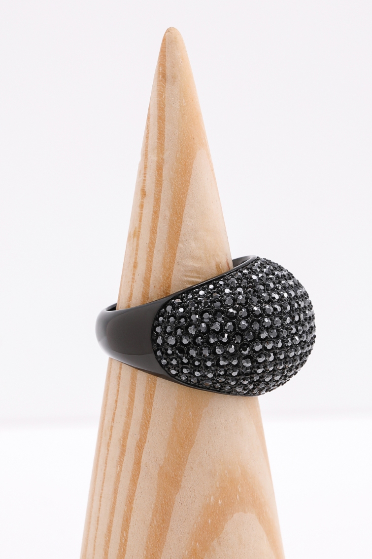 

Swarovski Stone Jet Hematite Ring, 58mm