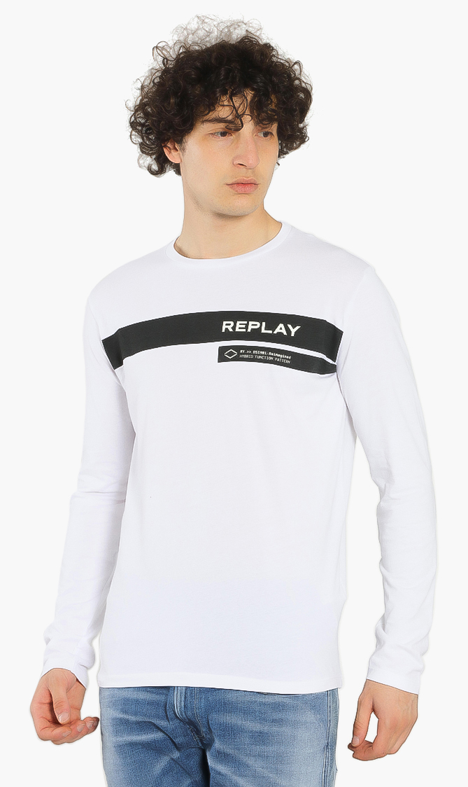 

Single Stripe Long Sleeve T-shirt, White
