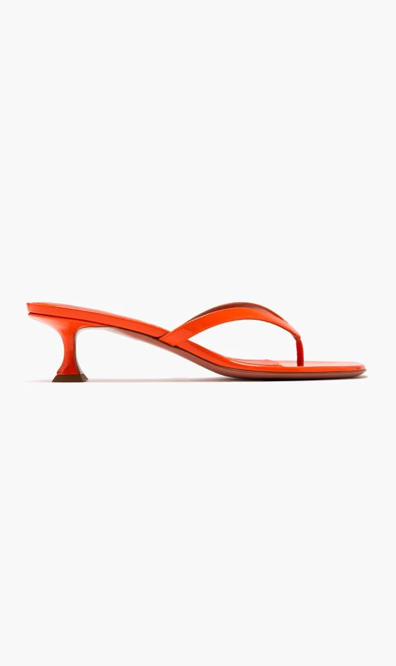 

Amina Muaddi Orange Juliette Thong 45 Mm Mini Cl Heel for Women | The Deal Outlet