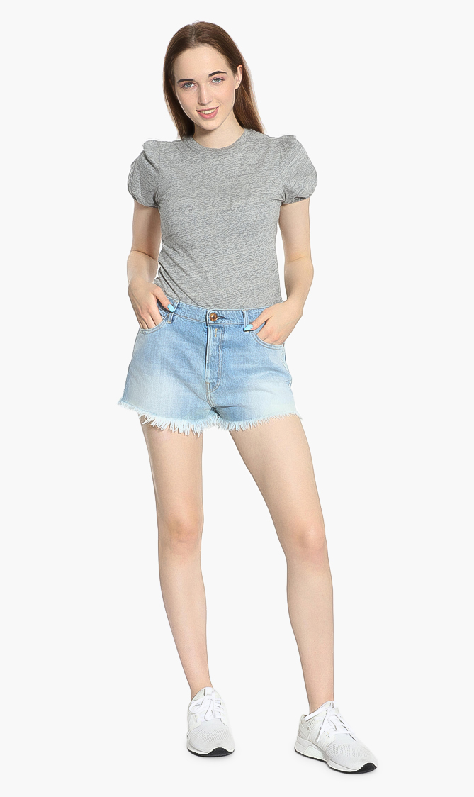 

Washed Denim Short, Blue