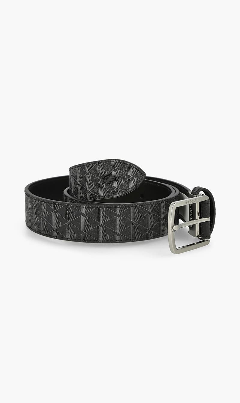 

Lacoste Black Men's Monogram Tongue Buckle Woven Belt for Men | The Deal Outlet