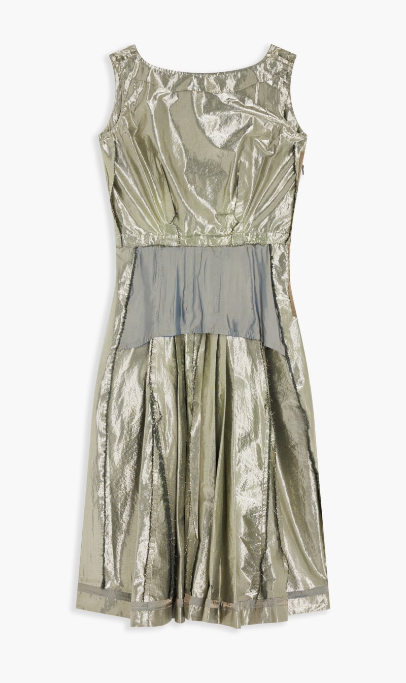 

Maison Margiela Silver Avp Cut Sleeve Viscose Silver Midi Dress for Women | The Deal Outlet