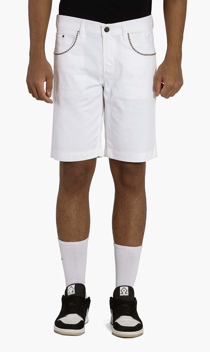 

Studs Pockets Denim Shorts