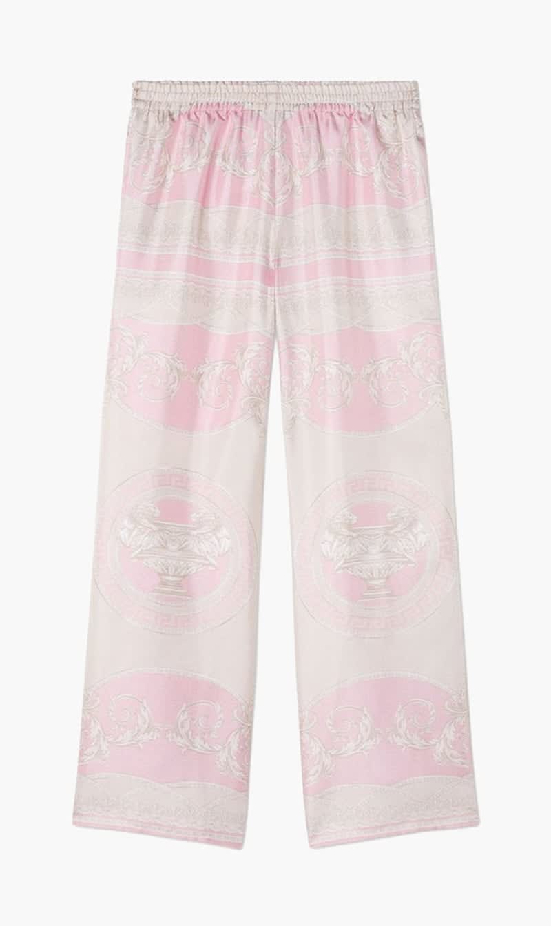 Versace Pink Informal Pant Coupe Des Dieux Silk Twill for Girls