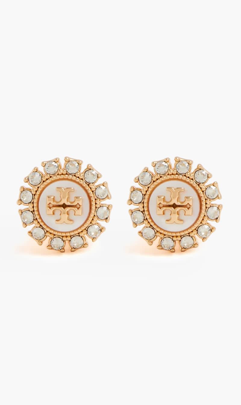 

Tory Burch Gold Kira Crystal Stud Earrings for Women | The Deal Outlet