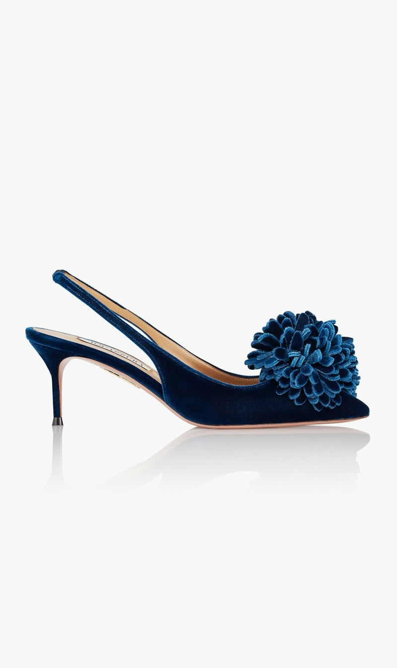 

Aquazzura Firenze Blue Couturier Pumps Slingbacks for Women | The Deal Outlet