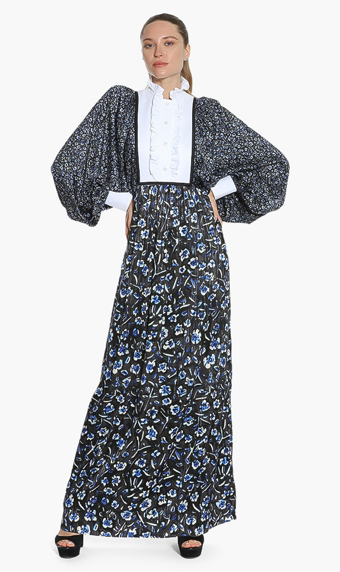 

Tory Burch Floral Print Ruffle Maxi Dress
