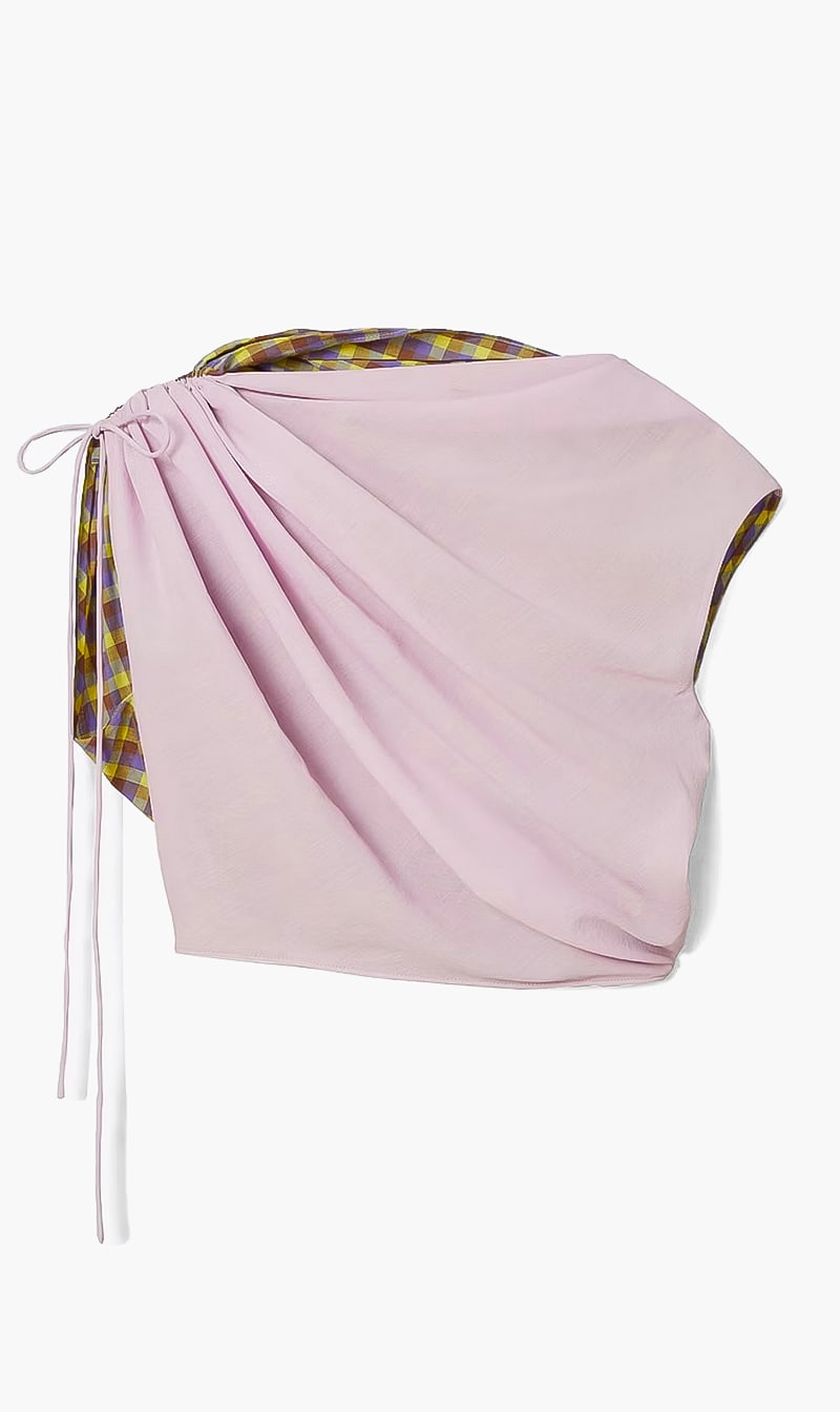 

Tory Burch Purple Veronica Plaid Ruched Top for Women | The Deal Outlet