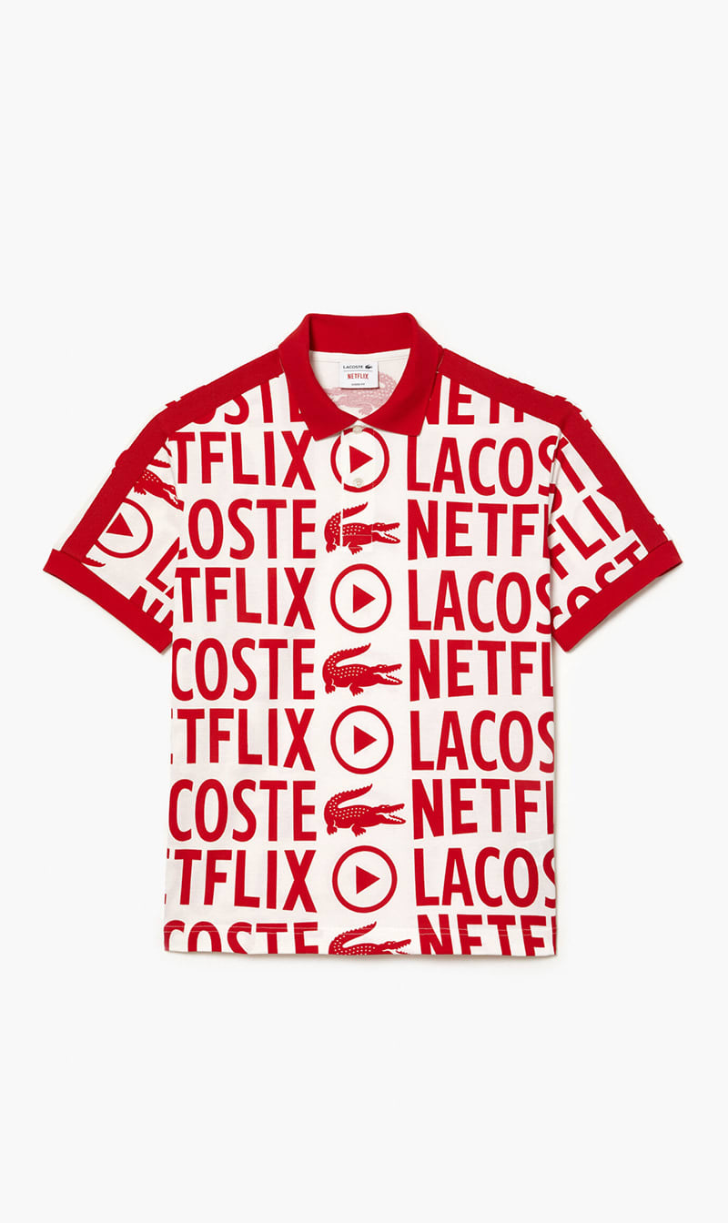 

Lacoste White Lacoste X Netflix Organic Cotton Print Polo Shirt for Men | The Deal Outlet