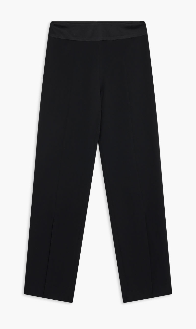 

Jonathan Simkhai Black Ariah Crepe Satin Combo Front Slit Pant for Women | The Deal Outlet