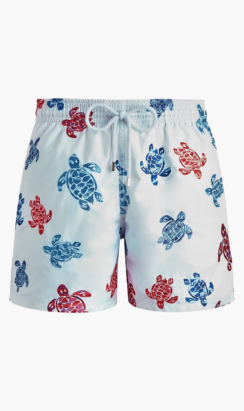 

Vilebrequin White Embroidered Tortue Swim Shorts for Men | The Deal Outlet