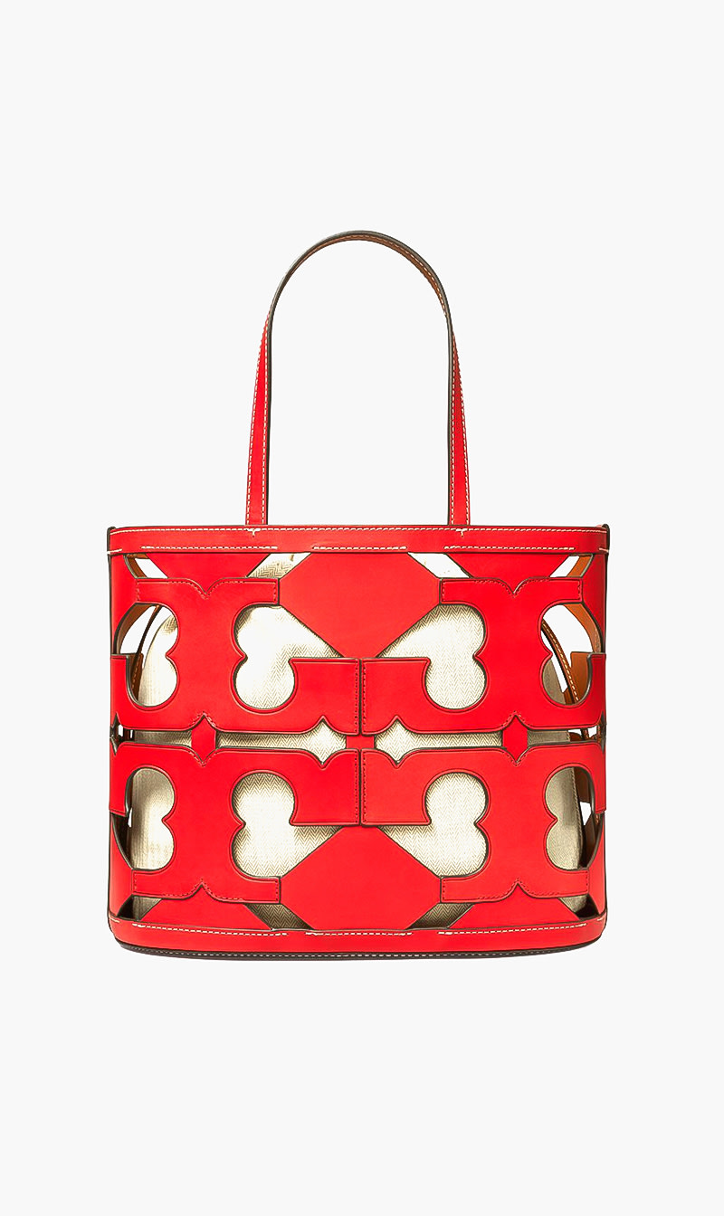 

Ella Cutout Logo Small Tote Bag, Red