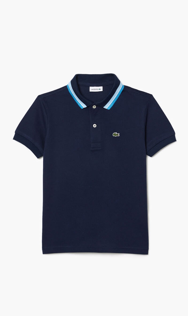 

Lacoste Blue Tricolour Collar Polo for Boys | The Deal Outlet