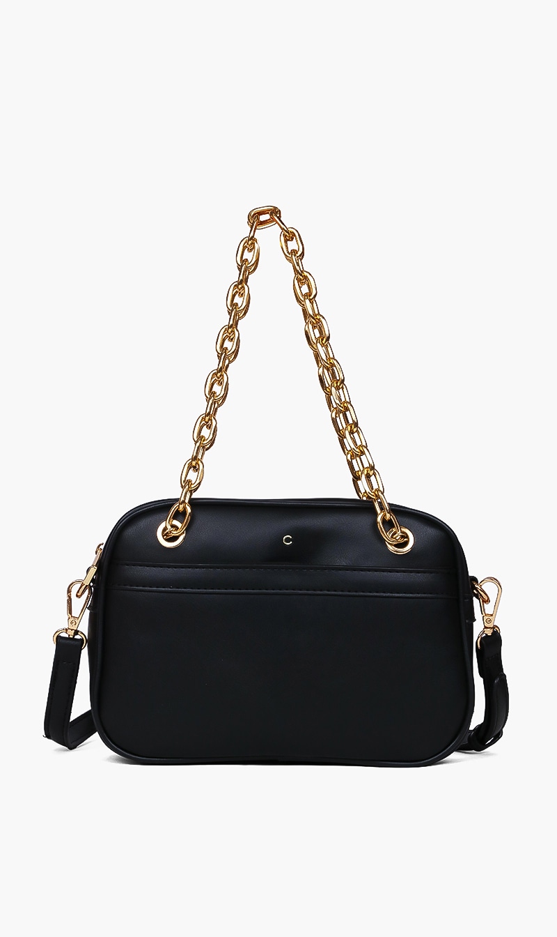 

Solid Leather Crossbody Bag, Black