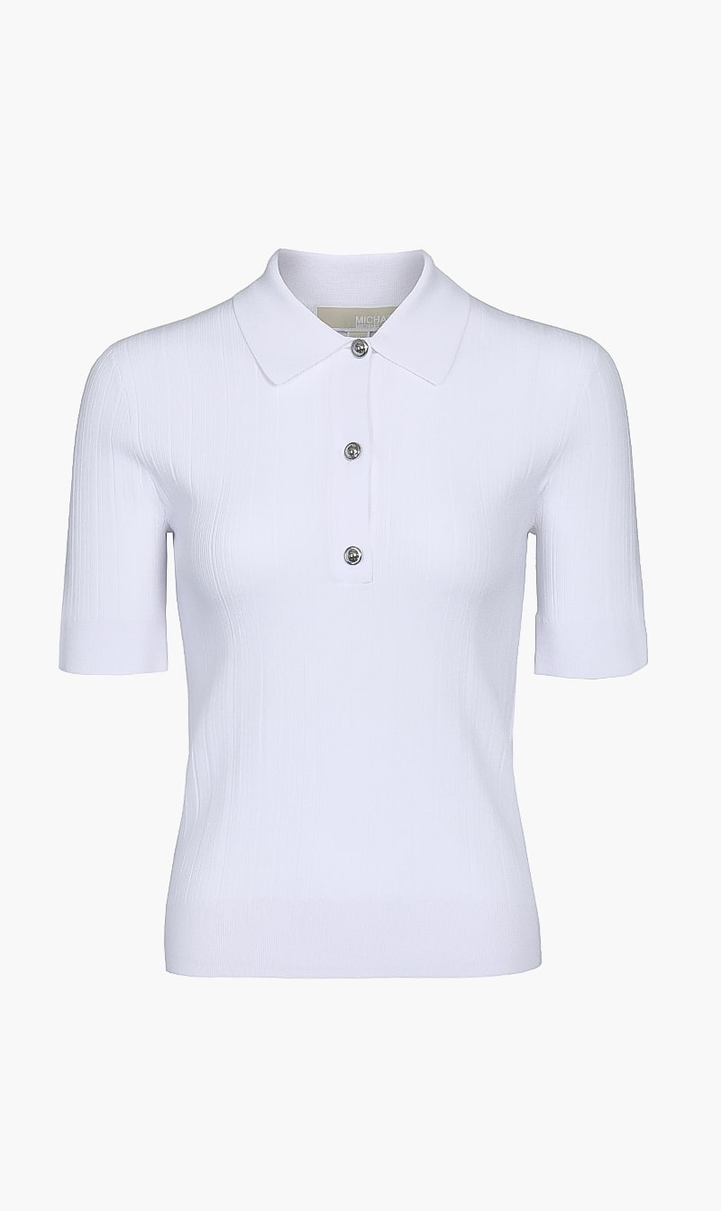 

Button Polo Sweater, White