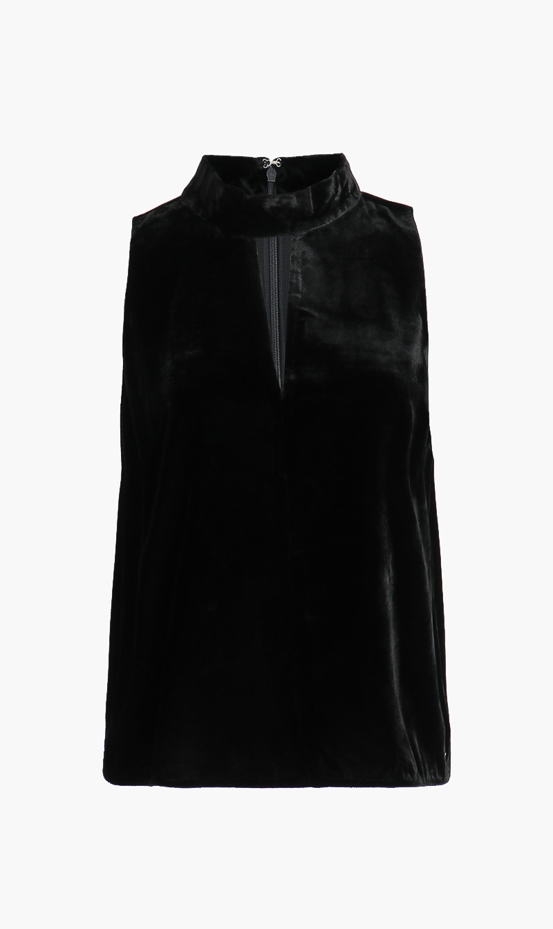 

Cut-out Mock-neck Velvet Top