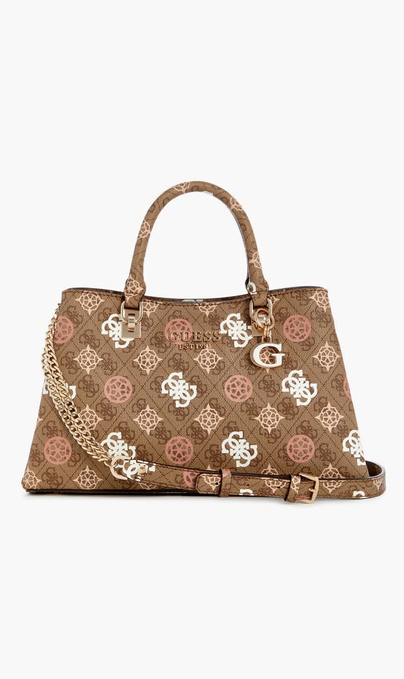 

Guess Brown Eliette Logo Girlfriend Satchel Bag for Women | The Deal Outlet