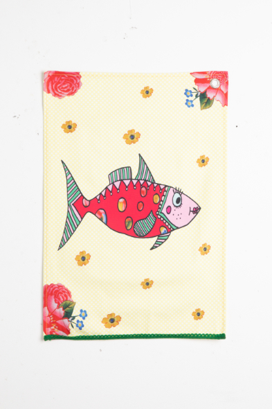

Supersoso Mrs. Fish Canvas Tea Towel