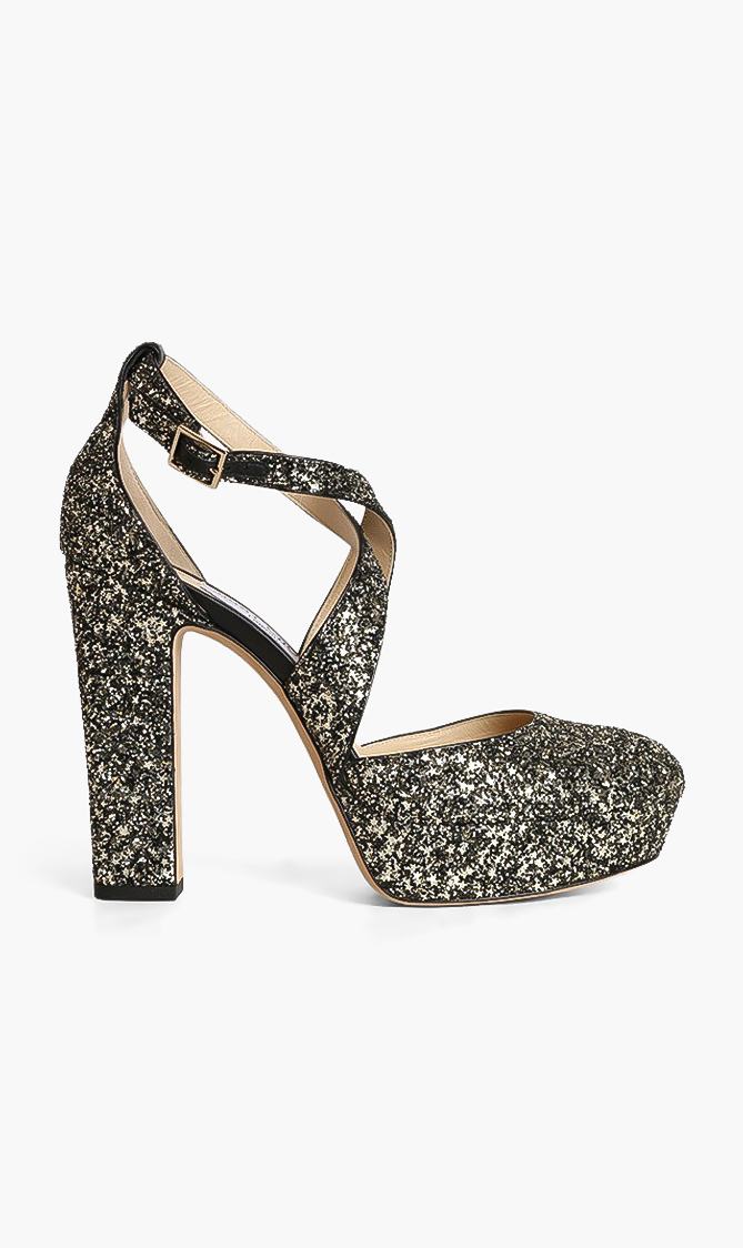 

Jimmy Choo Joyce 120 Glittered Chunky Sandals