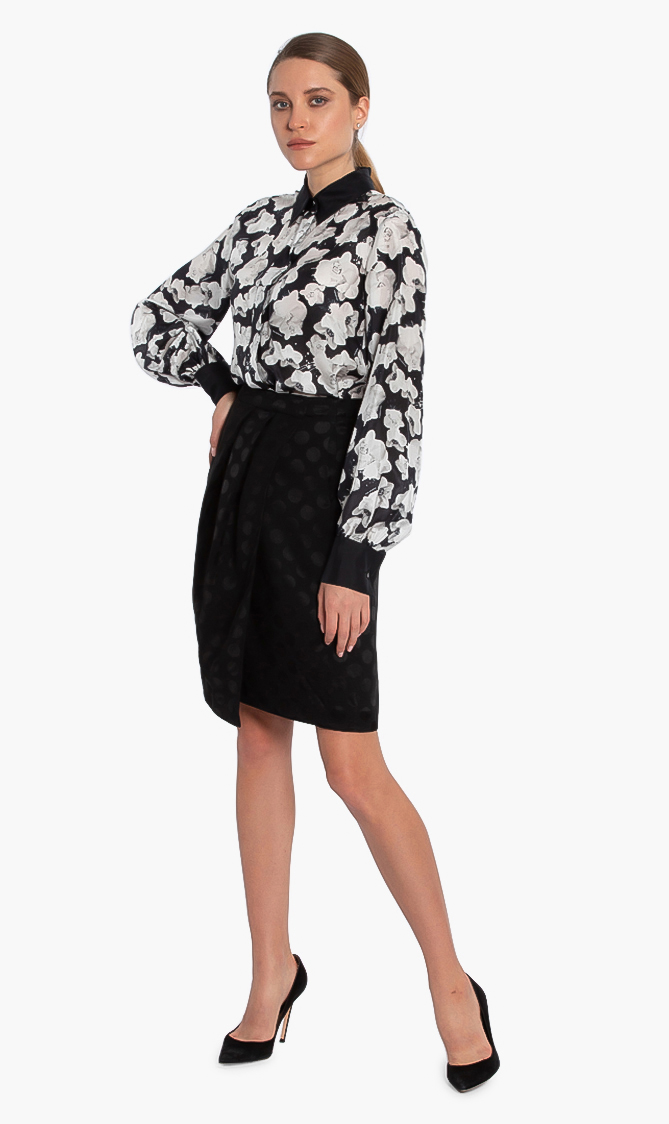 

KARL LAGERFELD Karl X Carine Satin Dot Skirt