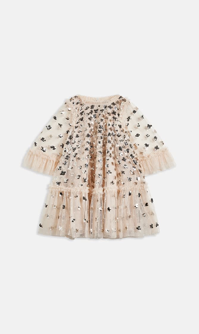 

Needle & Thread Beige Glisten Kids Dress for Girls | The Deal Outlet