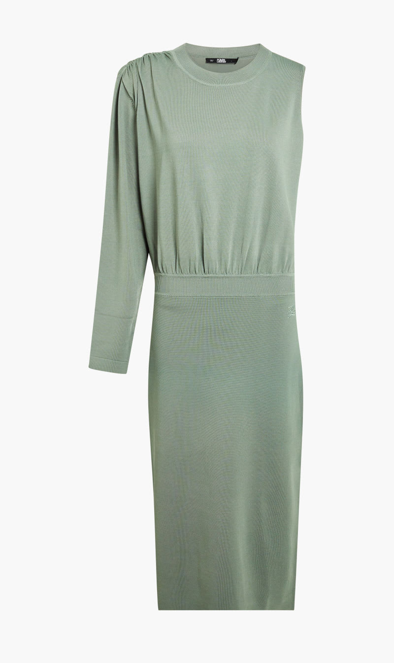 

Karl Lagerfeld Green Asymmetric Knit Dress for Women | The Deal Outlet