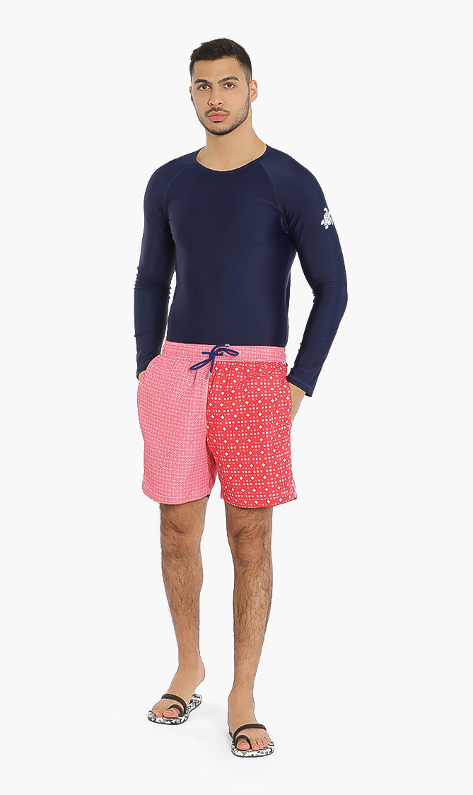 

Geo Quad Swim Trunks, Red