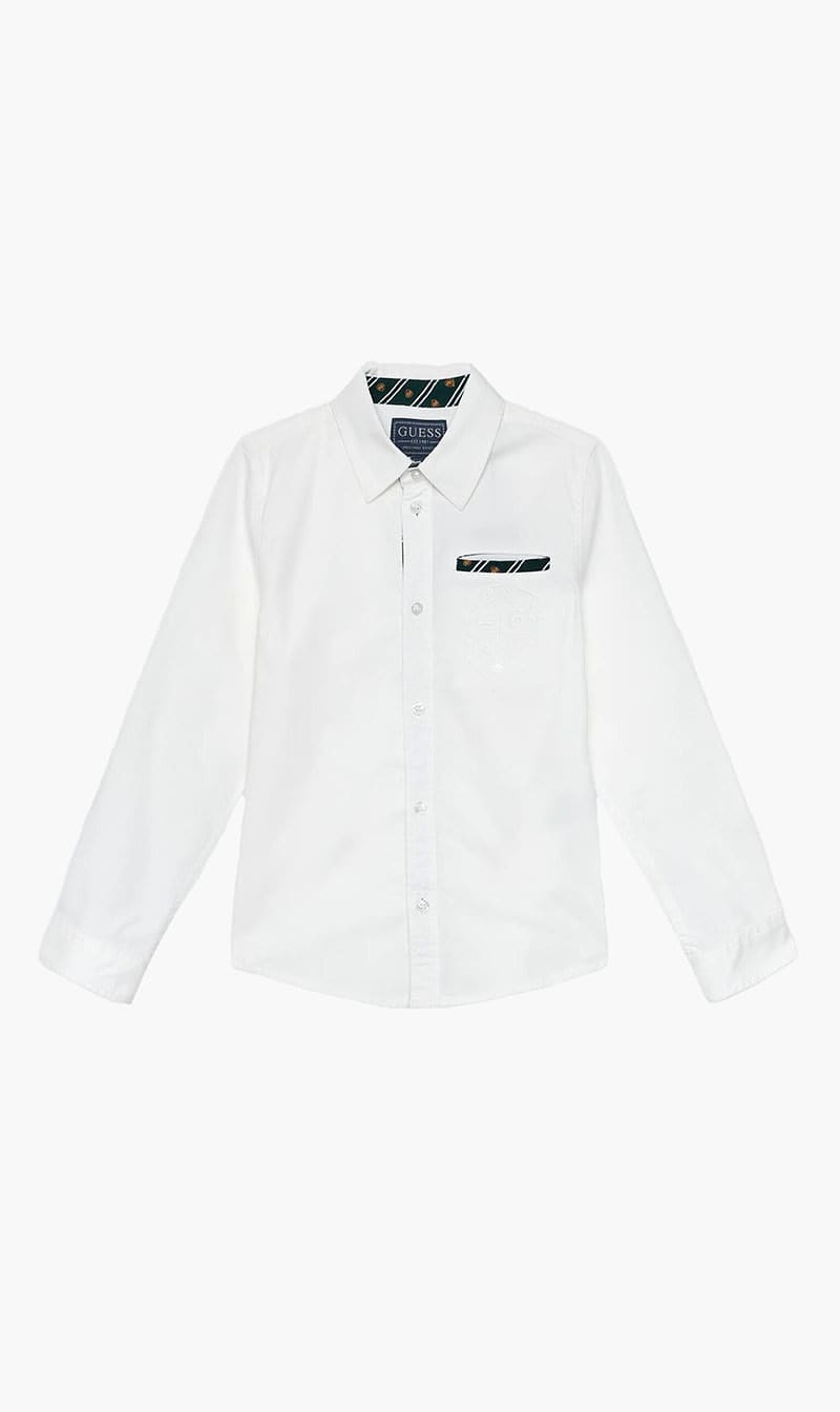

Guess White Oxford Adj Ls Shirt for Boys | The Deal Outlet