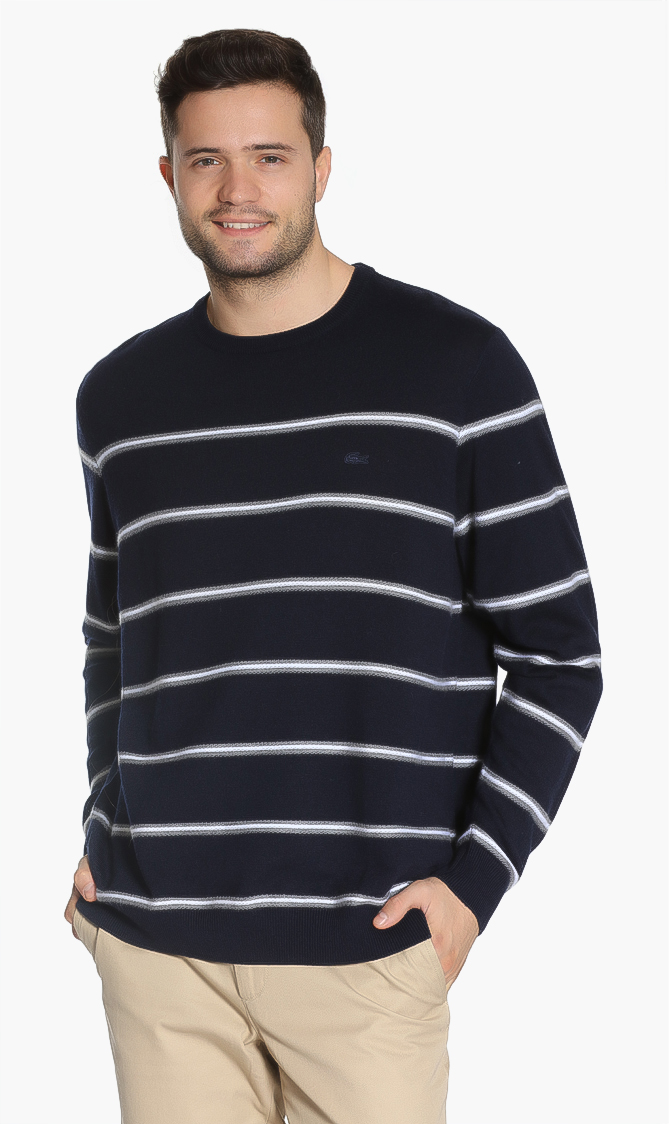 

LACOSTE Striped Merino Cardigan