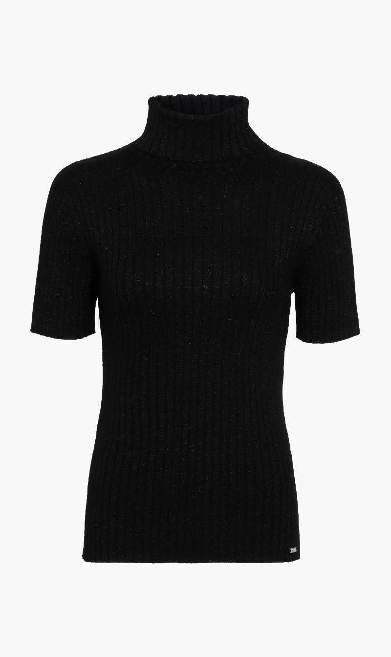 

Shimmer Turtle Neck Sweater, Black
