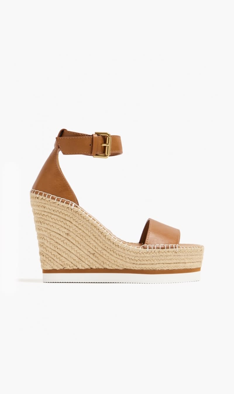 

See By Chloe Brown Glyn Wedge Espadrille Sandals for Women | The Deal Outlet