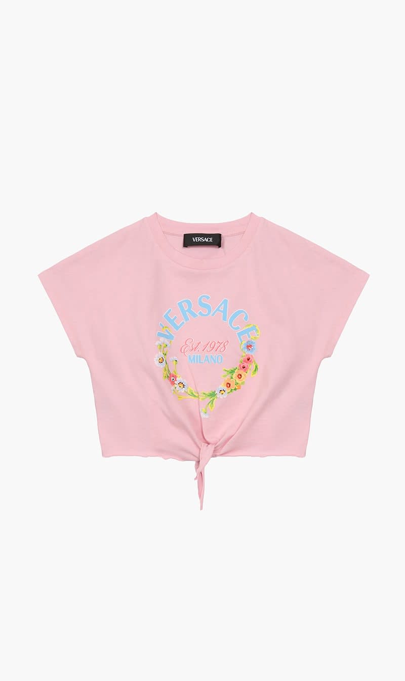 Versace Multi-color T-shirt Jersey + Logo Flowers Print for Girls
