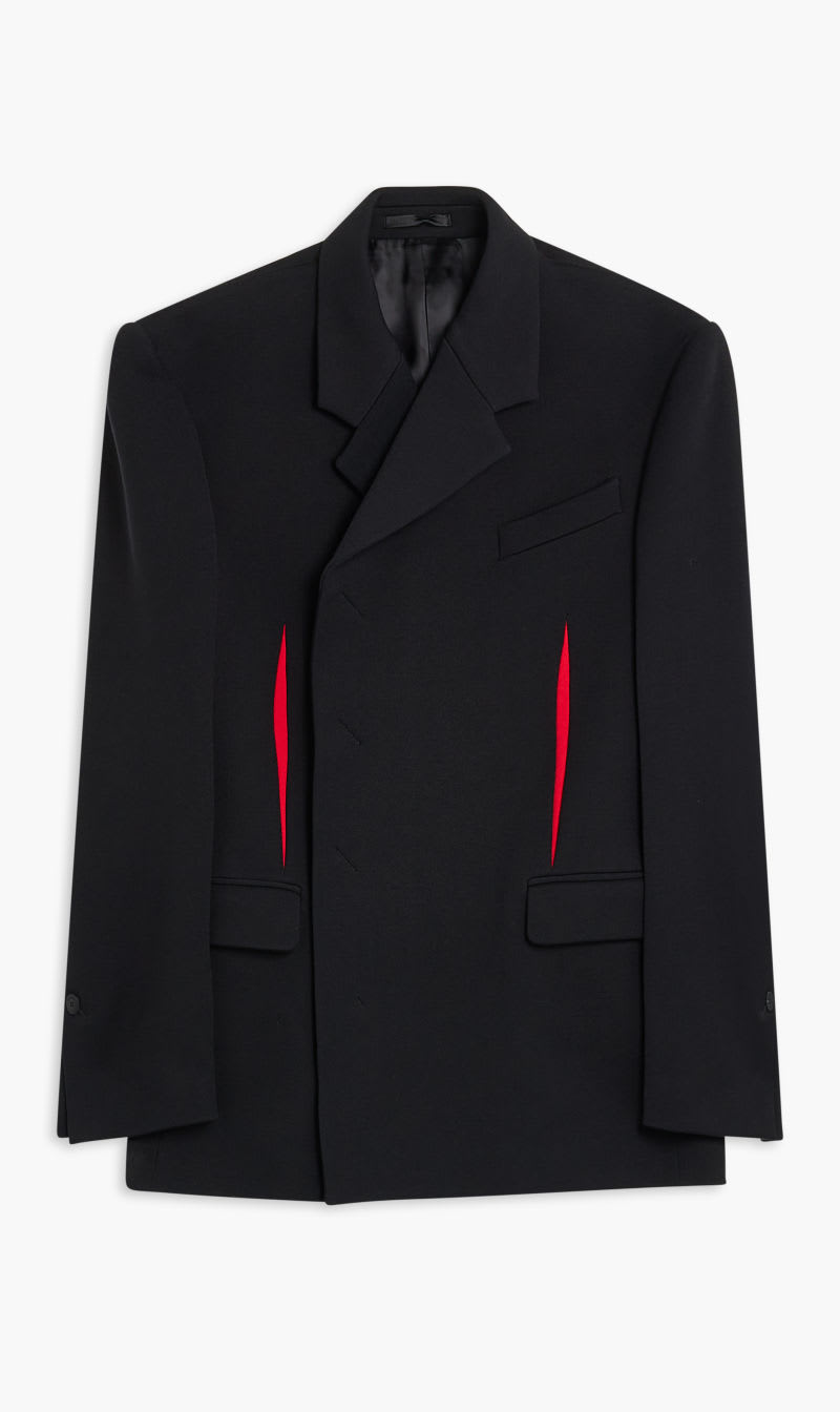 

Salvatore Ferragamo Black Stretch Technical Gabardine Double Breasted Jacket for Men | The Deal Outlet