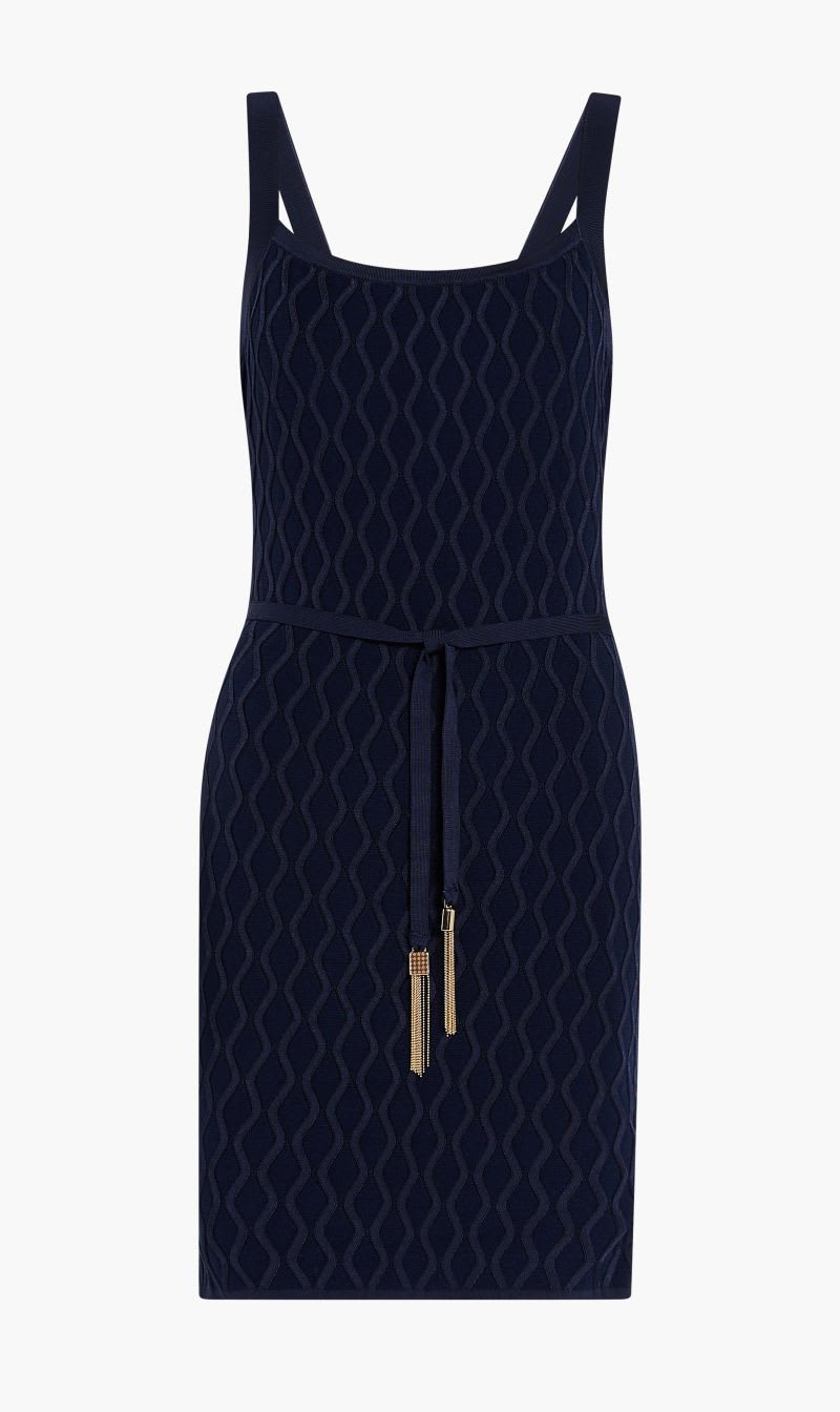 

Guess Blue Sleeveless Wavy Rib Genna Mirage Dress for Women | The Deal Outlet