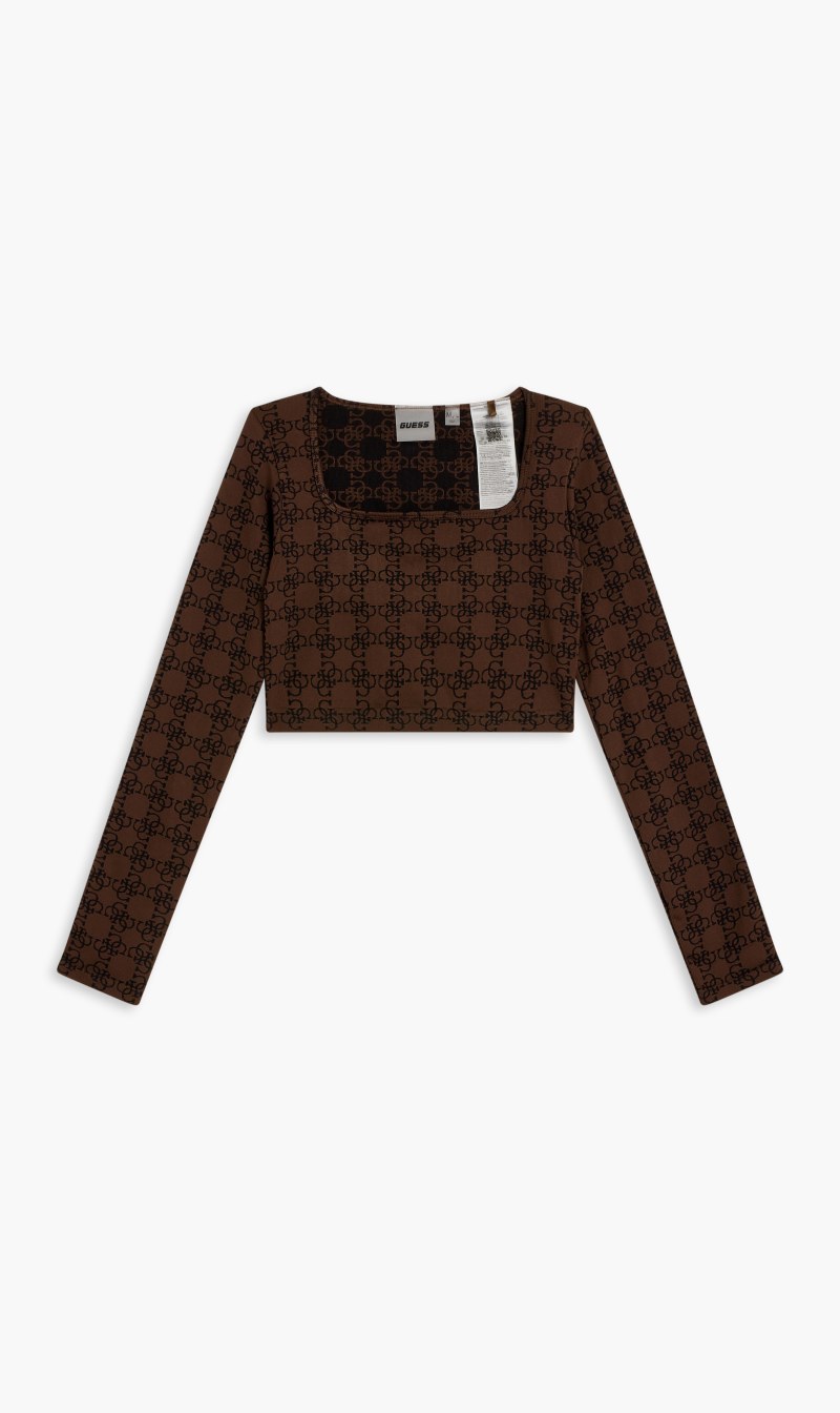 

Della Seamless Logo Crop Top, Brown