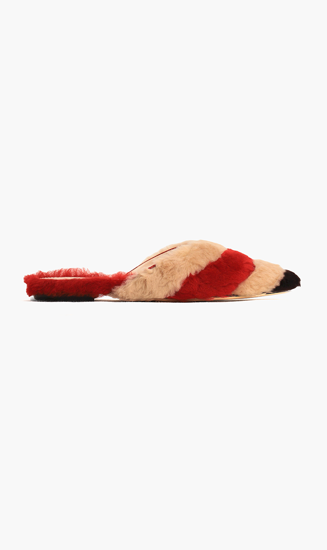 

Pollini Colorblock Fur Mules