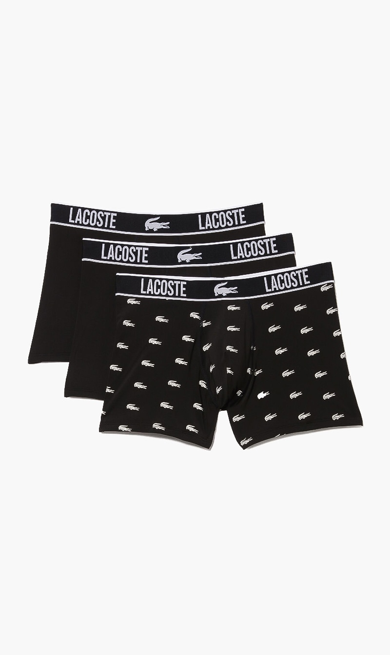 

Lacoste Black Eco Responsible Microfiber Trunks Pack Of 3 for Men | The Deal Outlet