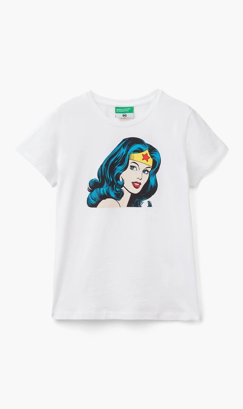 United Colors Of Benetton White Comics T-shirt for Girls