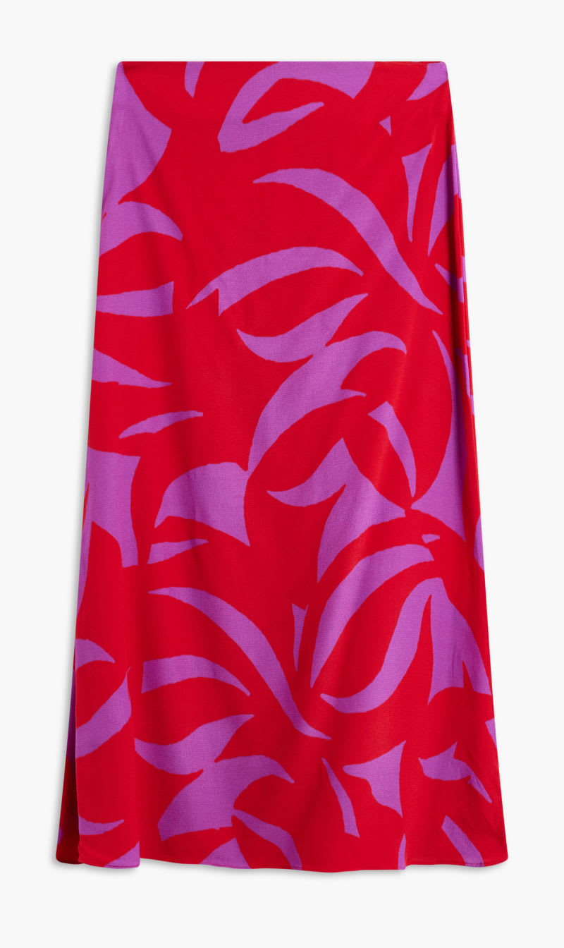 

Cala De La Cruz Red Fabiana Skirt-high Waisted A-line Midi Skirt With Zipper Closure for Women | The Deal Outlet