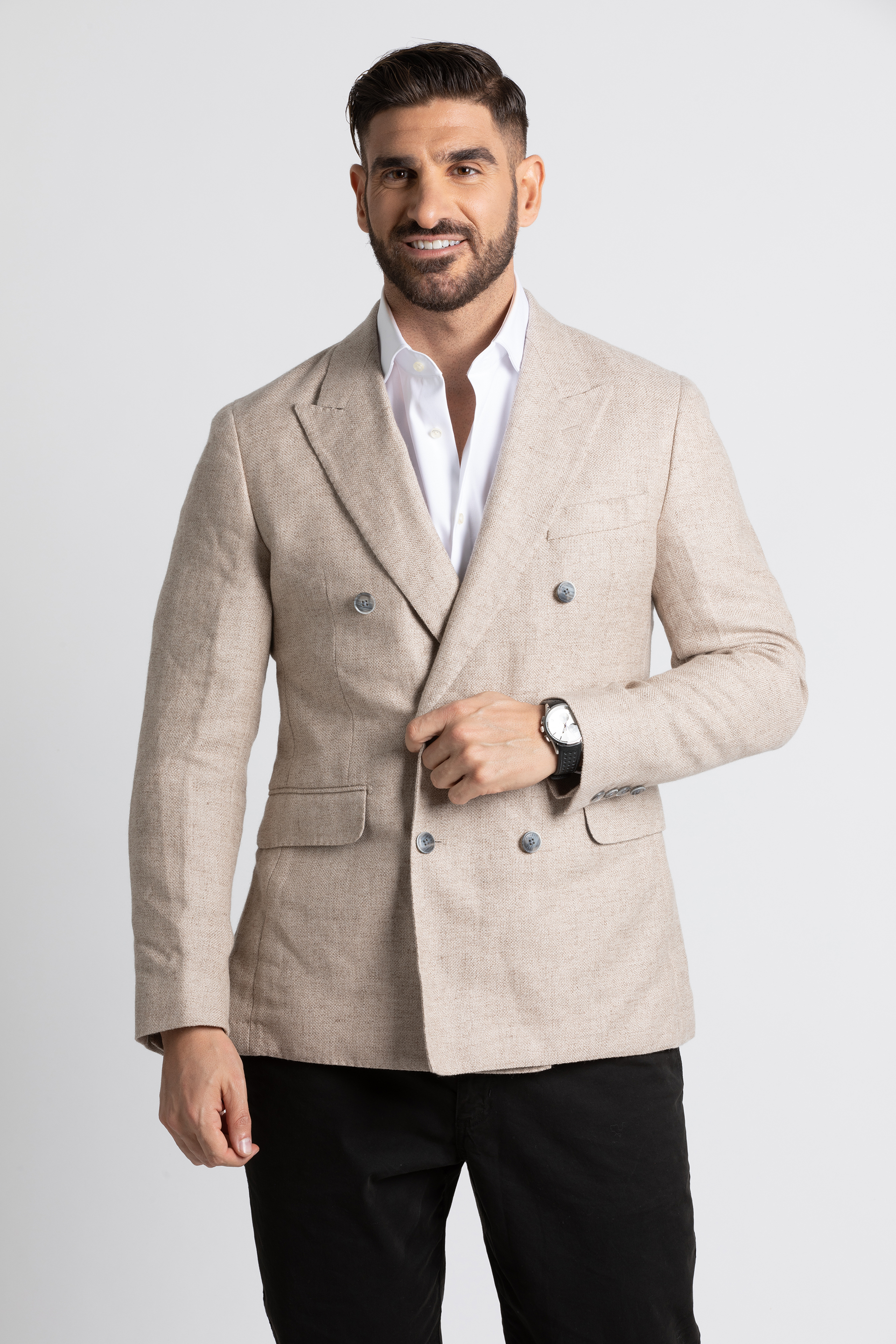 

Hackett London Natural Hopsack Double Breasted Blazer