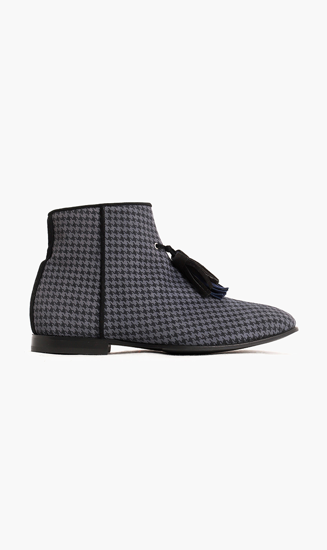 

Pollini Nubuck Houndstooth Ankle Boots