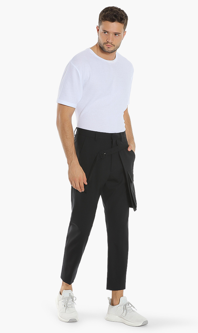 

Dsquared2 Belted Wool Tailored Stretch Trousers