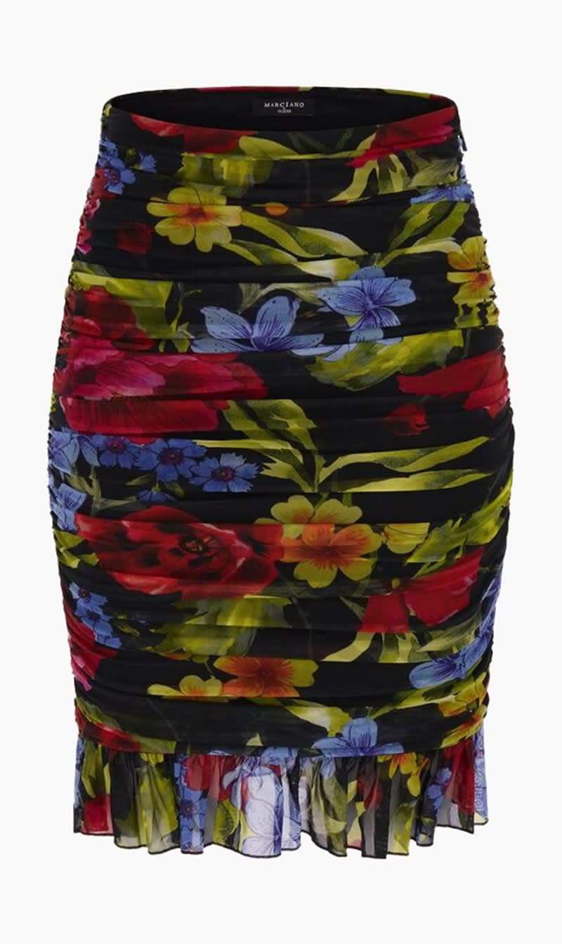 

Guess Multi-color Boldly Blooming Gathered Skirt for Women | The Deal Outlet