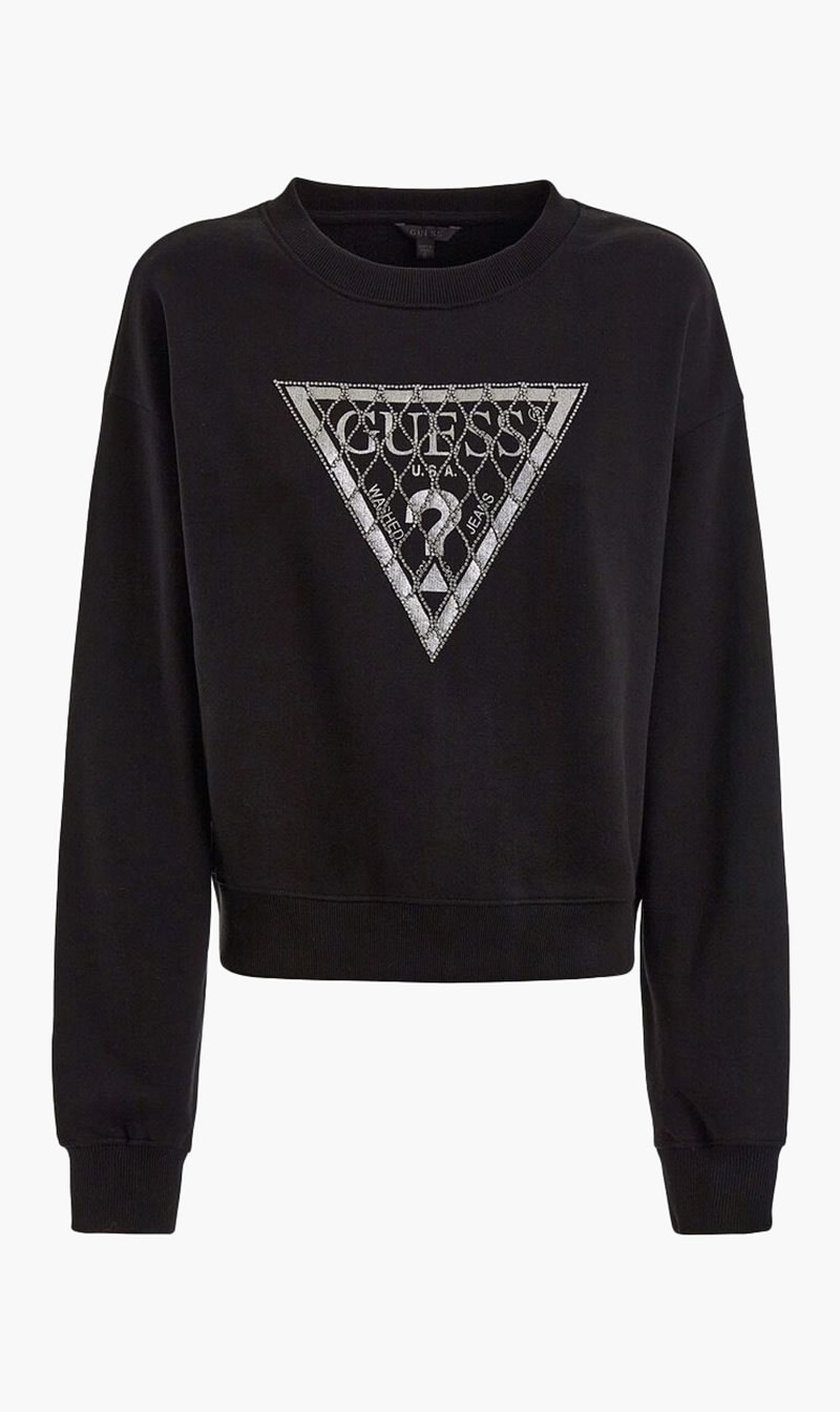 

Guess Black Ls Guess Crystal Mesh Pullover for Women | The Deal Outlet
