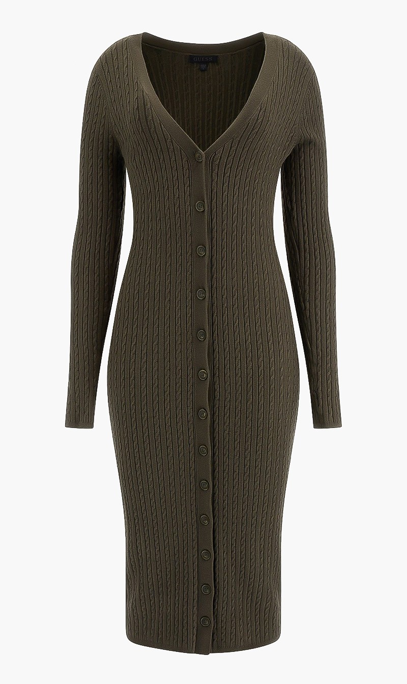

Cardigan Belted Dress, Green