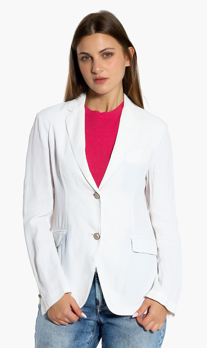 

Solid Notch Lapel Blazer, White
