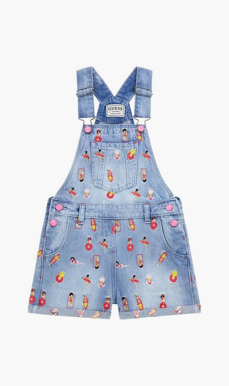 

Guess Blue Rigid Denim Shortall Wembroid for Girls | The Deal Outlet